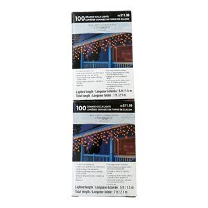 100 Orange Icicle Lights x2 Celebrate It Halloween Indoor/Outdoor NOS